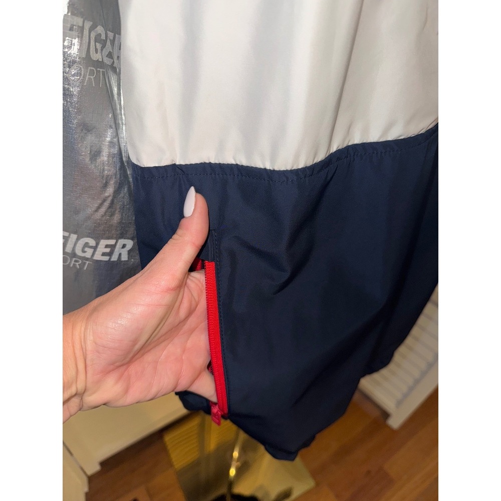 Tommy Hilfiger Sport Men Silver Metallic Colorblock Windbreaker Jacket LG - Picture 5 of 9